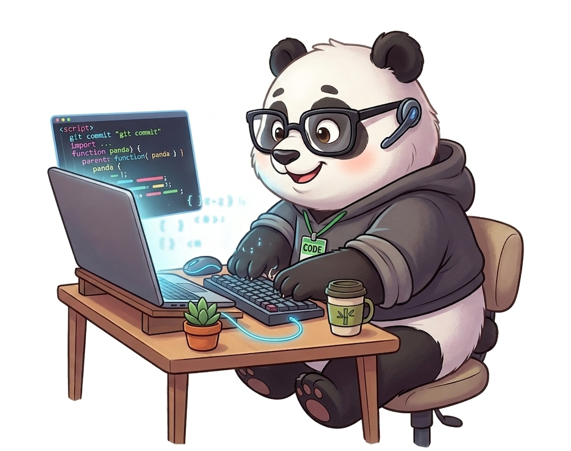 Panda coder illustration.